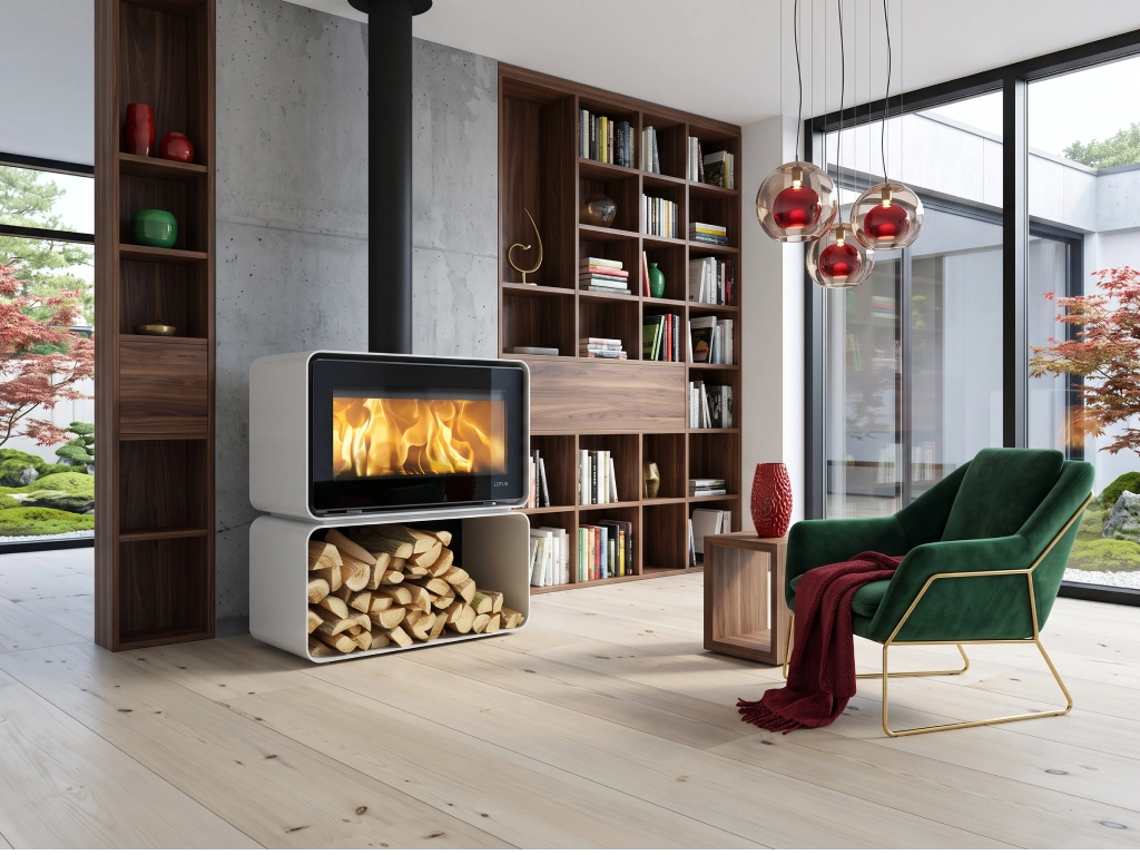 Poêle à bois Lotus au design scandinave